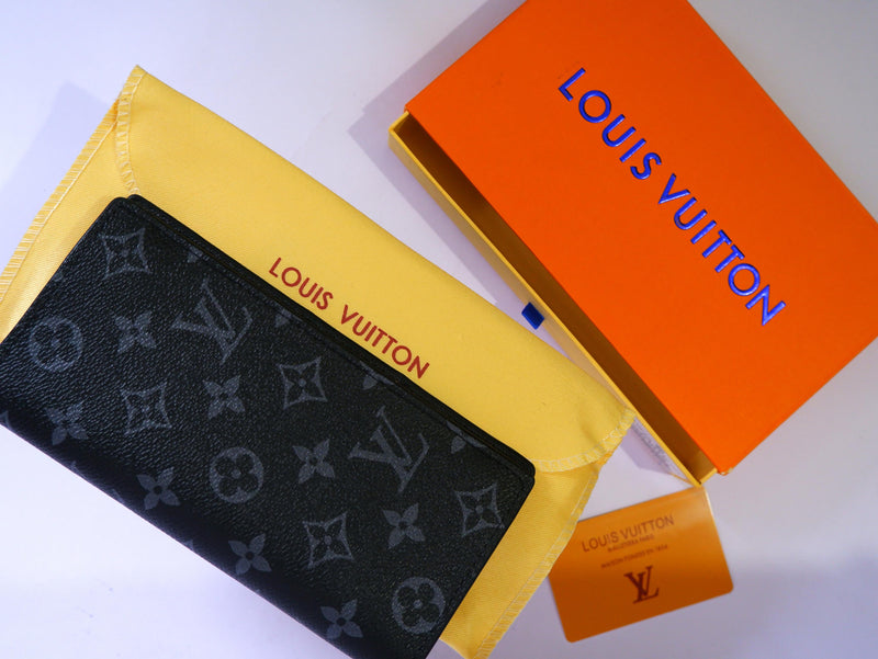 LV Black Flower Long Wallet