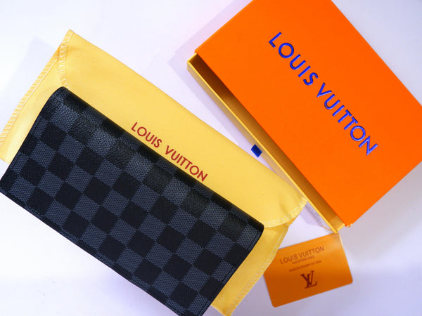 LV Black Check Long Wallet