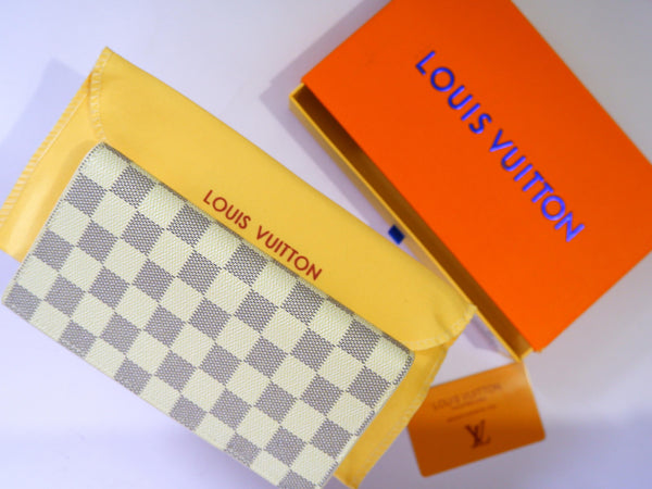 LV White Check Long Wallet