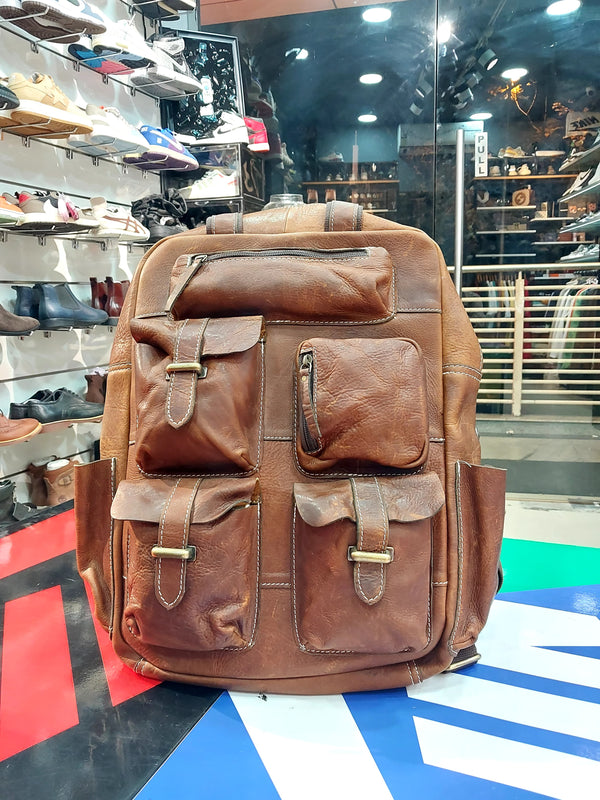 Crunch Leather 5 Pocket Bagpack Brown Kn