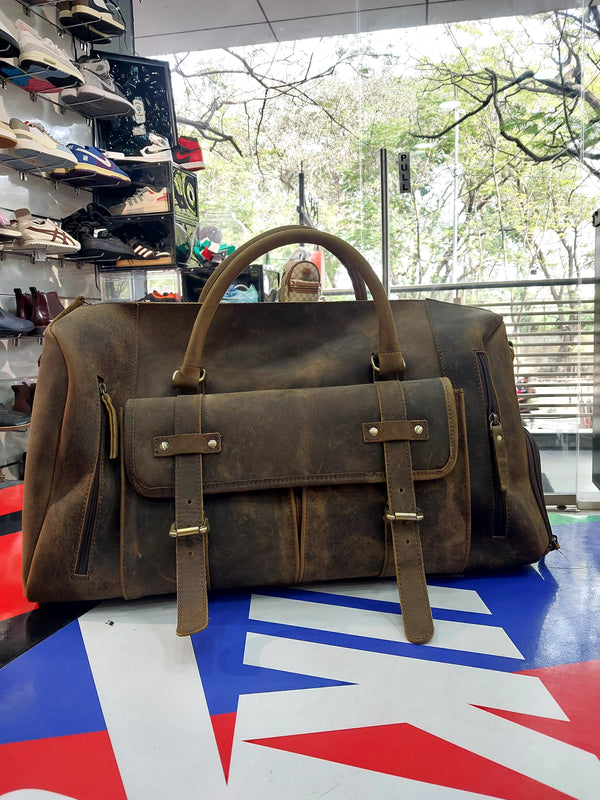 Leather Duffle Big Brown Bag Knp