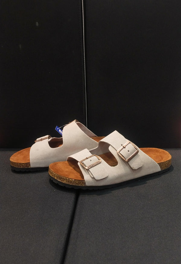 BIRKENSTOCK ARIZONA SLIDES WHITE