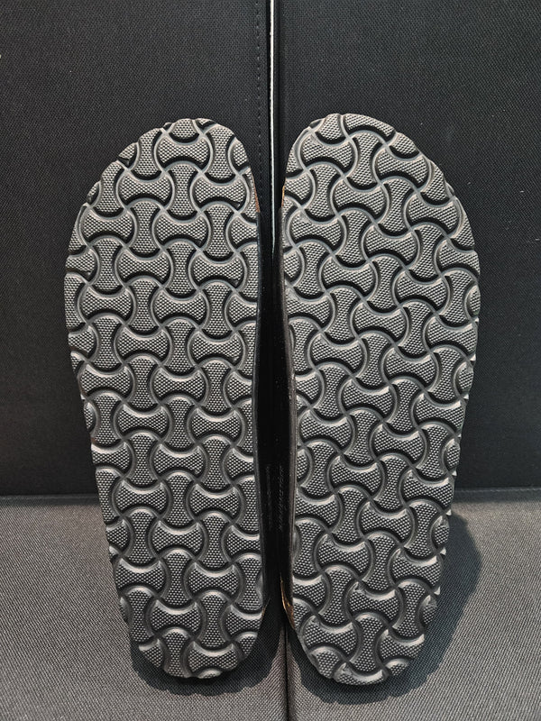 BIRKENSTOCK BLACK LEATHER SLIDE