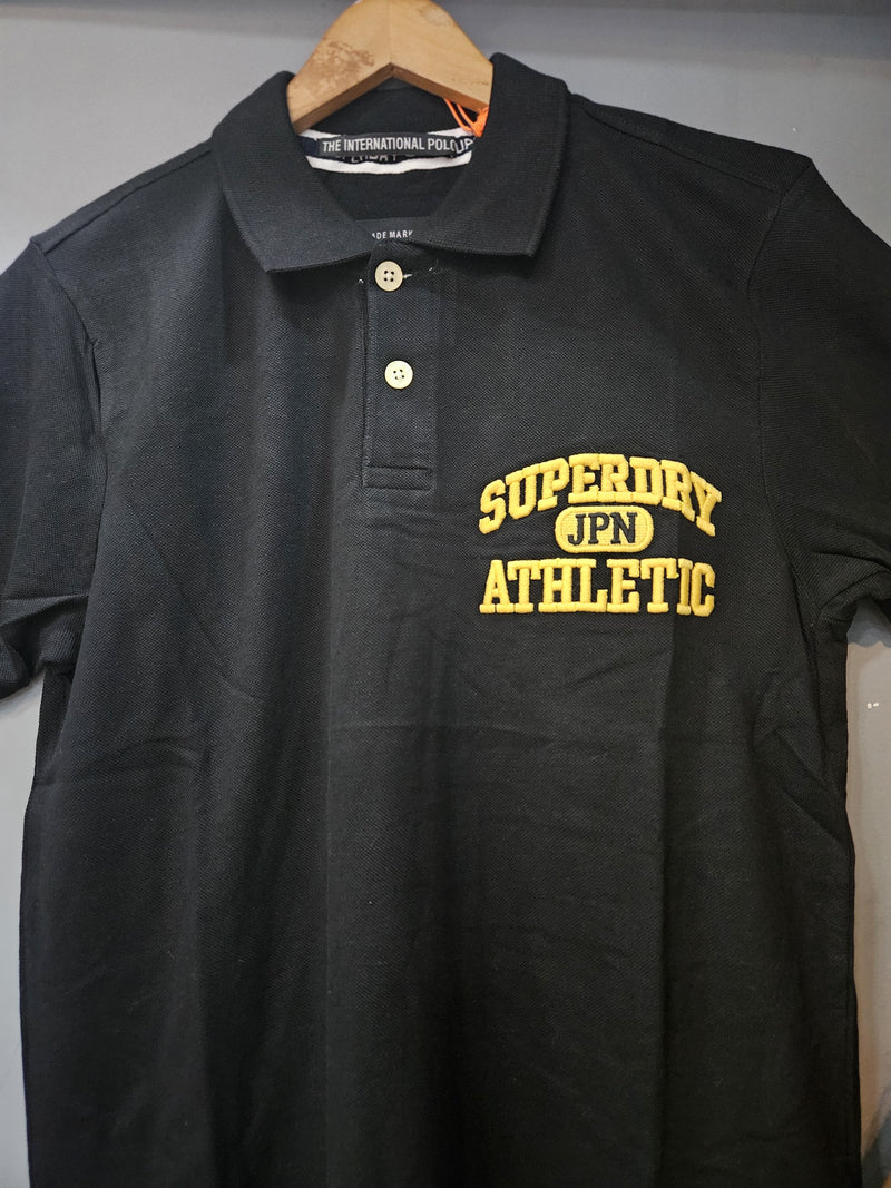 SUPERDRY JPN ATHELETIC POLO T-SHIRT BLACK